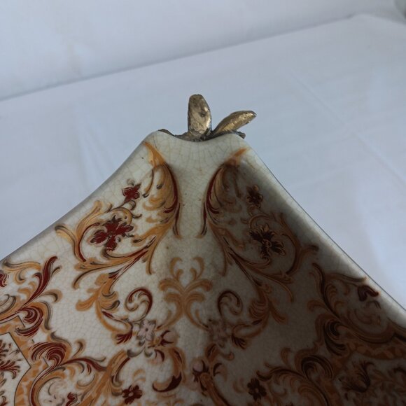 Victorian Style Multicolor Porcelain Planter with Bronze Ormolu footing - Picture 15 of 15